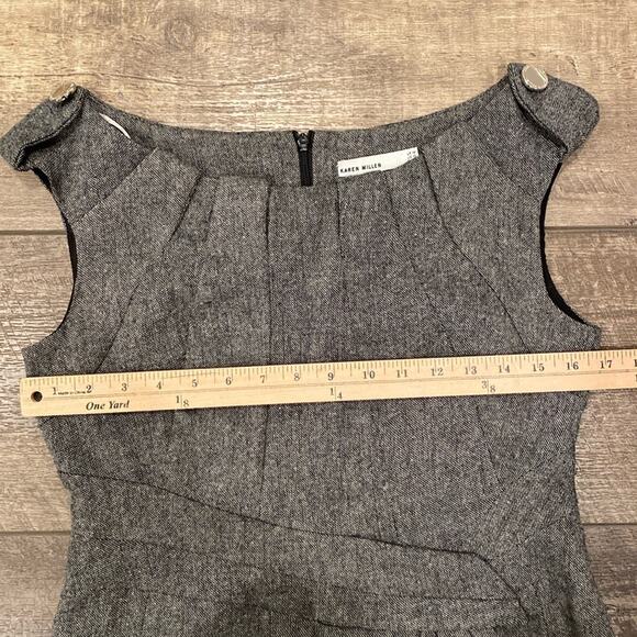 Karen Millen Boat Neck Sleeveless Mini Dress Pepper Grey Size 10 - Picture 10 of 12